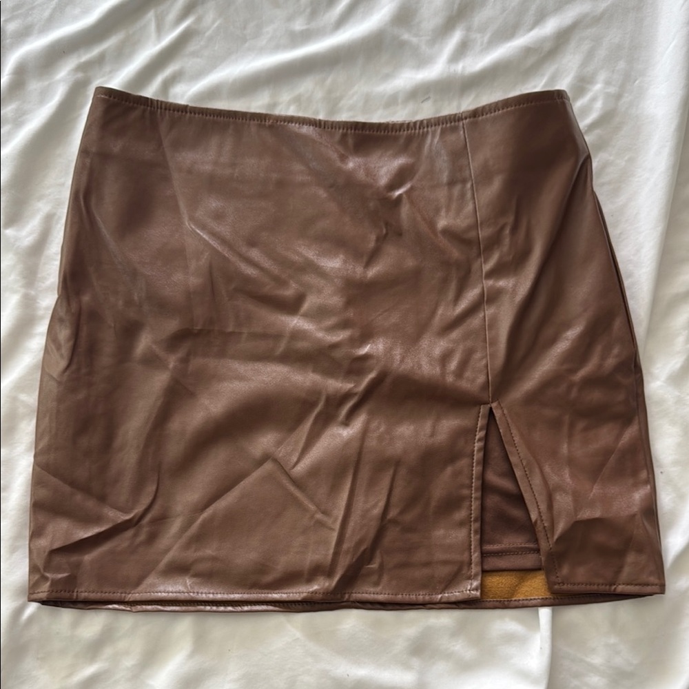 Fashion Nova Brown Pencil Mini Skirt with Slit
